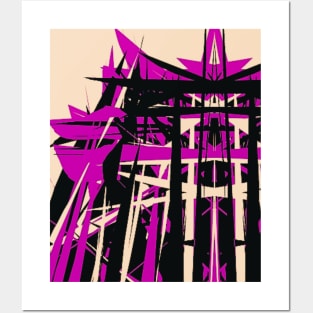 Abstract Industrial: violet, peach, black Posters and Art